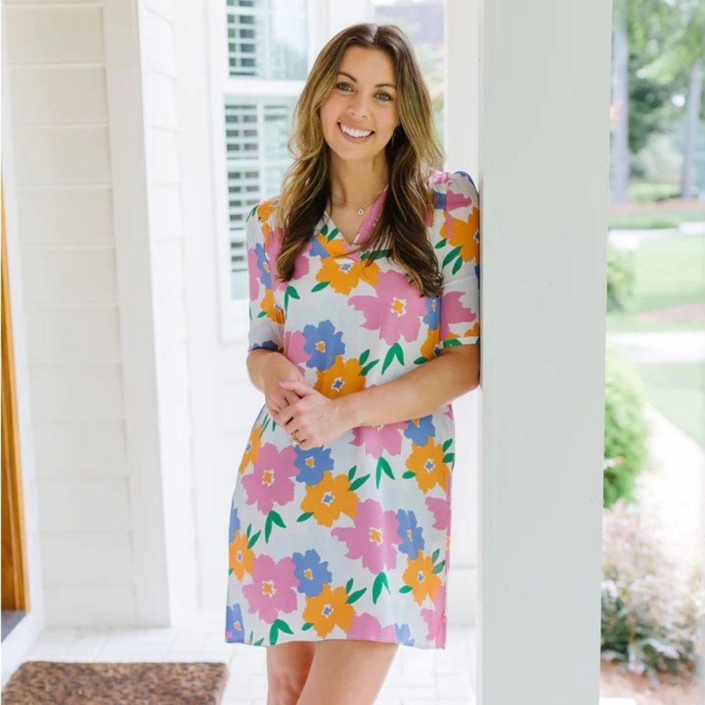 NWT Michelle McDowell Hazel Dress in “Sweeten the Day Bubblegum” pattern. Size L